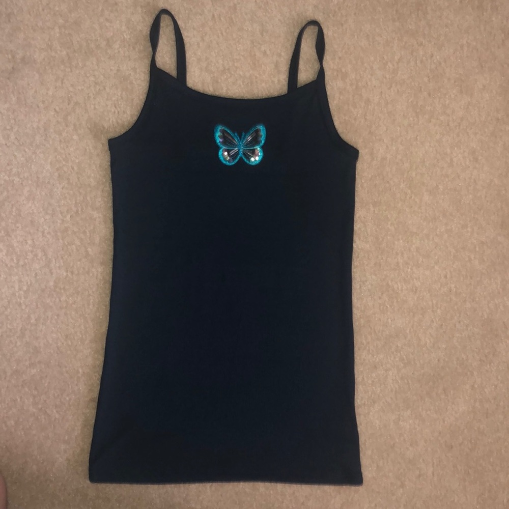 Embroidered Butterfly Patch Tank Top